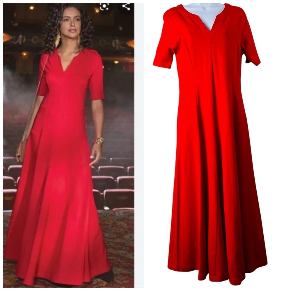 Soft Surroundings Scarletta Ponte Knit Maxi Dress Size 8P